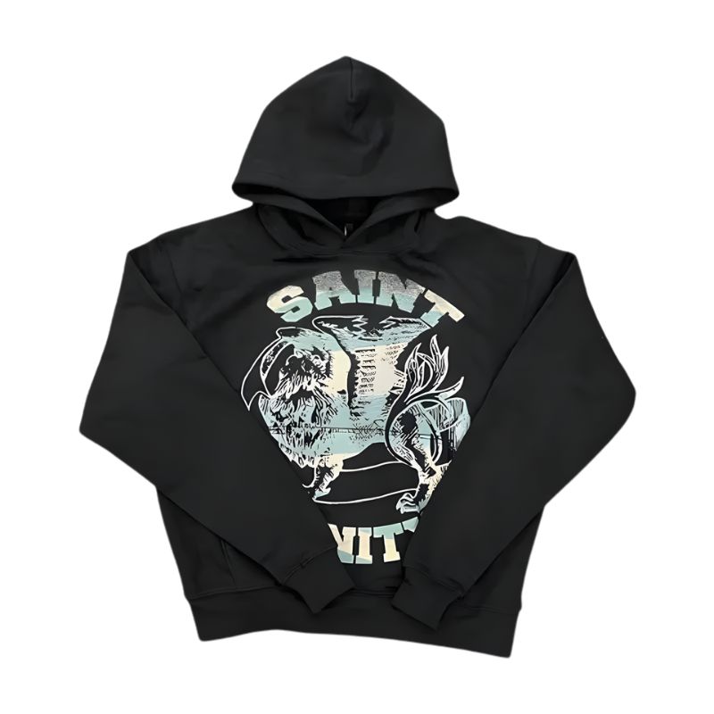 Saint Vanity Black Hoodie with Signature Logo Saint Vanity Black Hoodie with Signature Logo