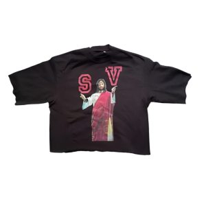 Saint Vanity Black Jesus Cropped Sweater Tee