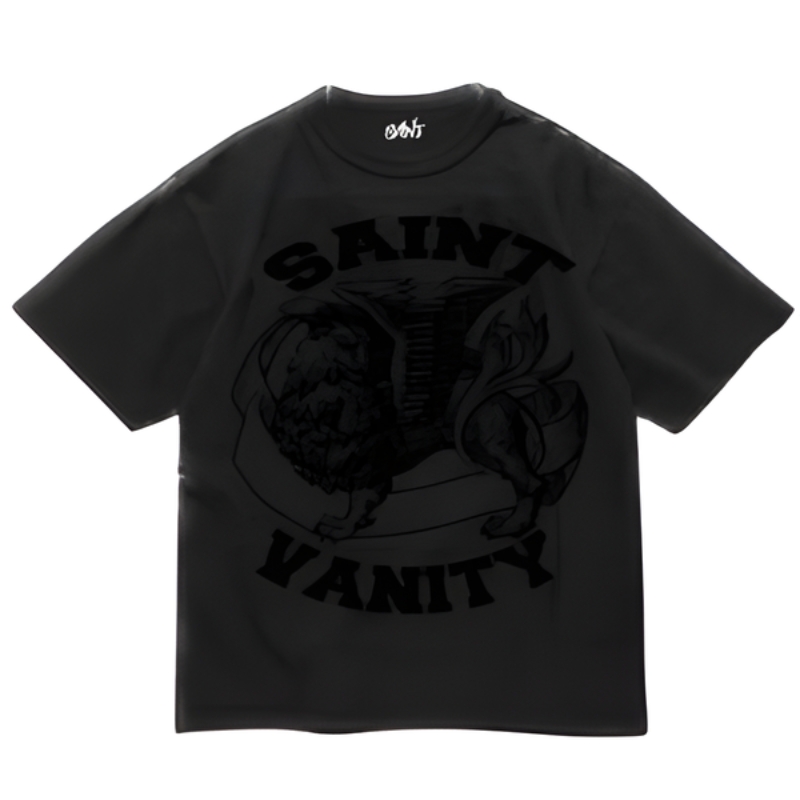 Saint Vanity Black Monochromatic Griffin Tee Saint Vanity Black Monochromatic Griffin Tee