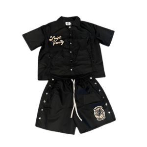 Saint Vanity Black Nylon Short Set