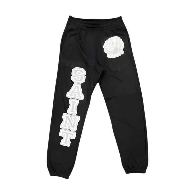 Saint Vanity Black Sweatpants with Grey Logo Saint Vanity Black Sweatpants with Grey Logo