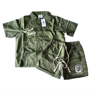 Saint Vanity Green Button-Up Short Set