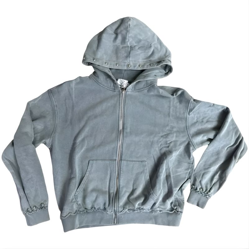 Saint Vanity Grey Cotton Zip Hoodie Classic Fit Saint Vanity Grey Cotton Zip Hoodie Classic Fit
