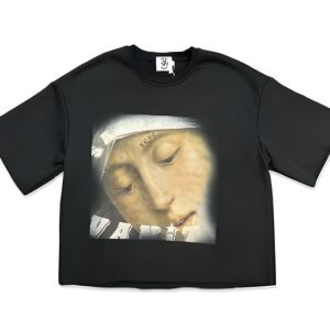 Saint Vanity Love Saint Black Cropped Crewneck Tee