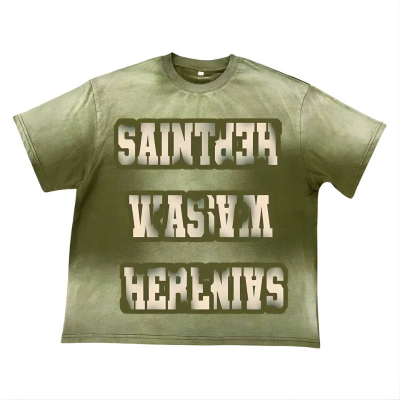 Saint Vanity Olive Green Was Here Tee Saint Vanity Olive Green Was Here Tee