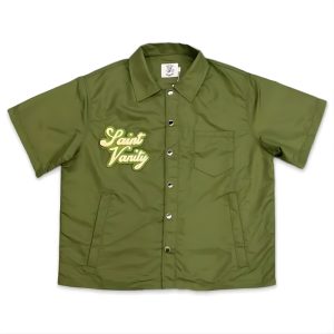Saint Vanity Olive Nylon Button-Up Tee
