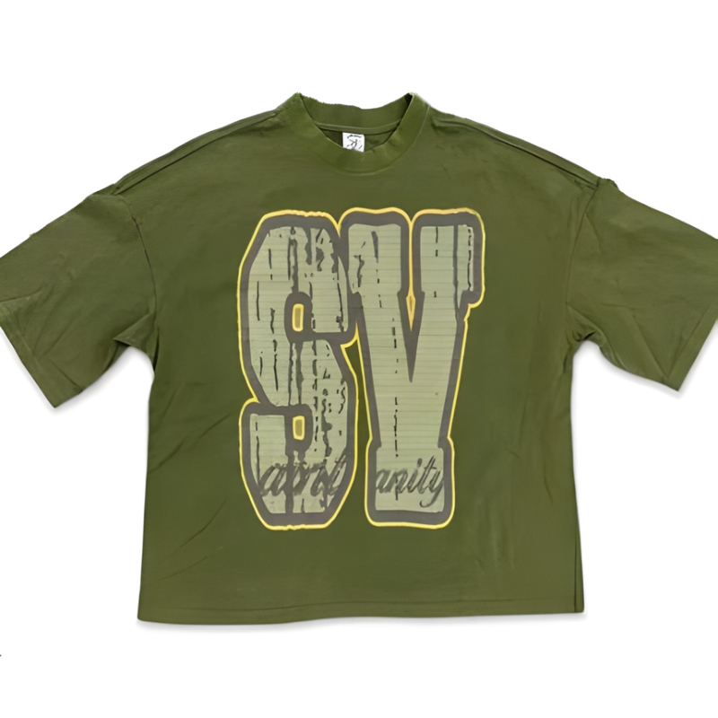 Saint Vanity SV Olive Green Graphic Tee Saint Vanity SV Olive Green Graphic Tee
