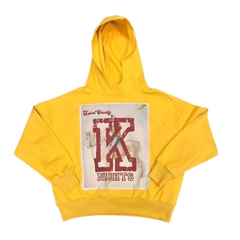 Saint Vanity Yellow Hoodie Featuring Knights Design Saint Vanity Yellow Hoodie Featuring Knights Design