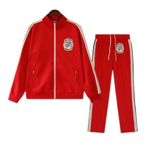Saint Vanity Zipper Stripe Track Suit Red Set