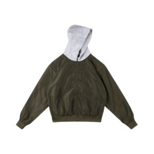 Nylon Hooded Bomber Jacket Army Green