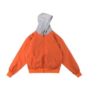 Nylon Hooded Bomber Jacket Orange