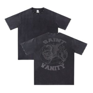 Saint Vanity Griffin Washed Black Oversized T-Shirt